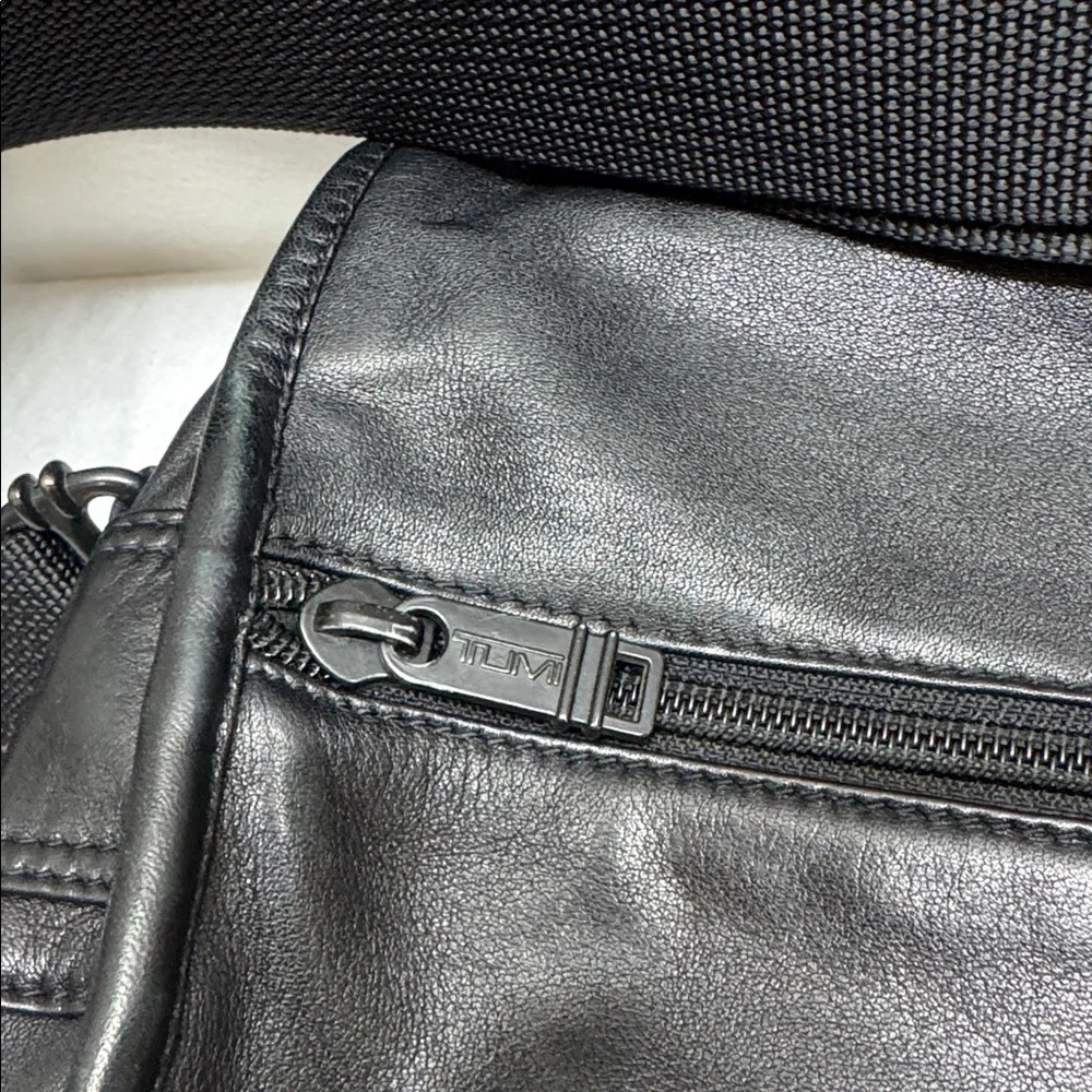 Tumi Black Leather Messenger Bag